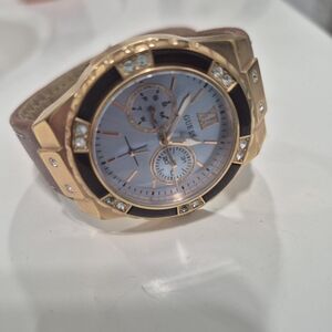 Guess Rose Gold and Leather Watch